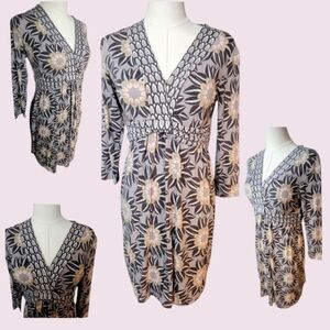 Boden gray and pink patterned dress, Size 8